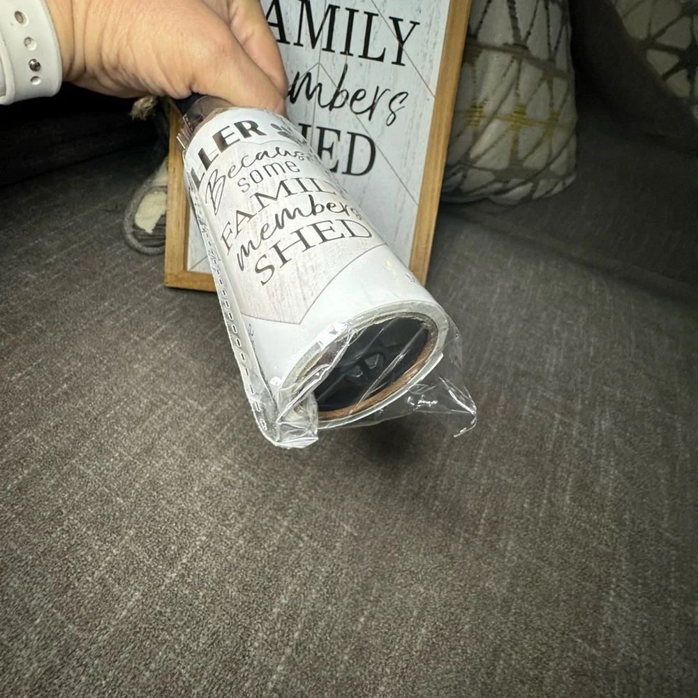 Dog wooden frame picture and hang lint roller